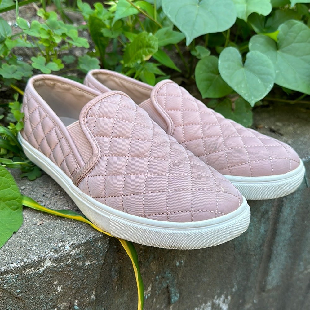 Steve Madden Quilted Slip-On Sneakers in Blush Pink